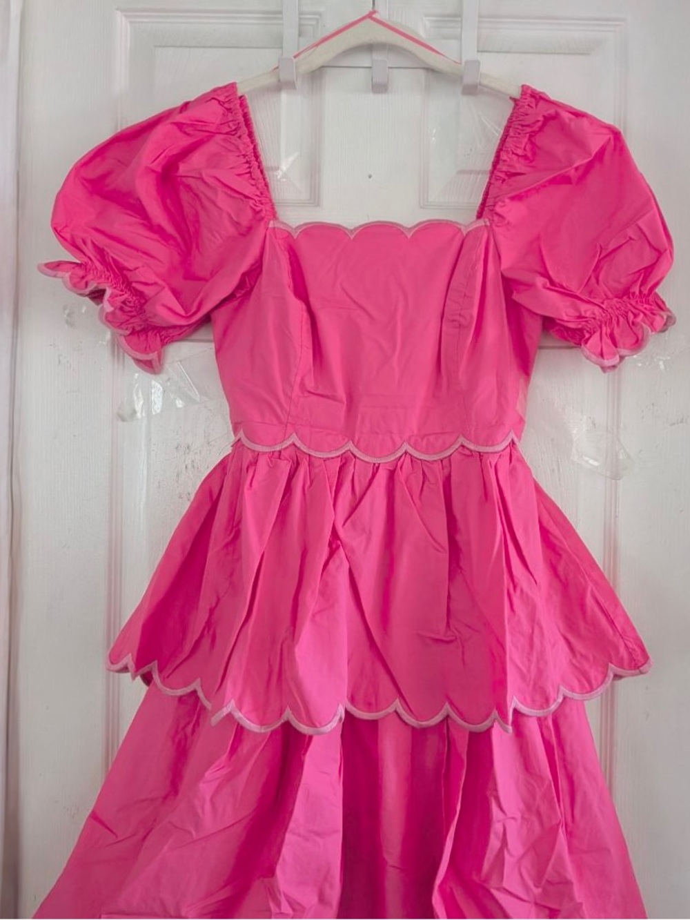 ENGLISH FACTORY Scallop Puff Sleeve Tiered Maxi Dress - Picture 5 of 15